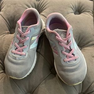 Cute slip on no tie toddler girl New Balance tennis shoes